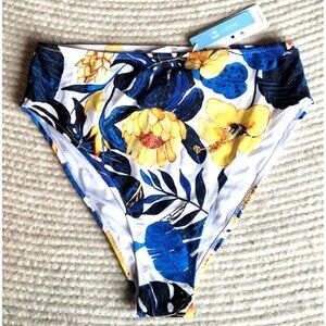 NWT Cupshe Bikini Bottom Floral Hi Cut Size L Swimwear Pool Beach Tropical